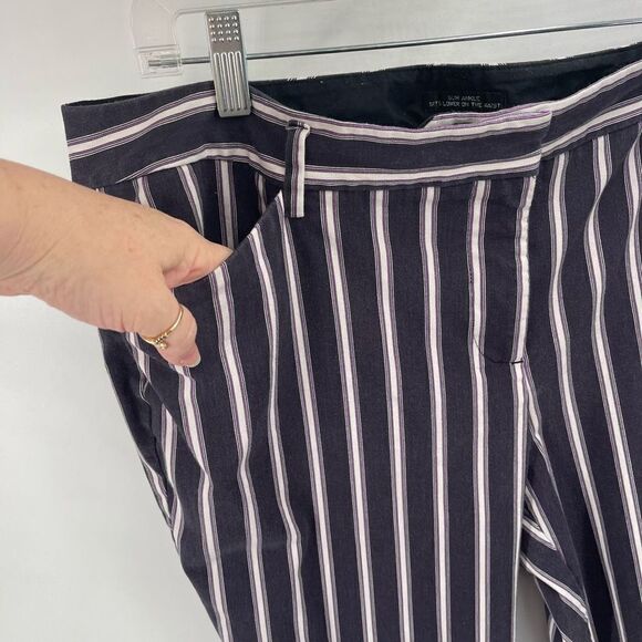 Worthington Womens Ankle Pants Striped Slim Ankle Pocket Black Purple Size 14 - Picture 5 of 9